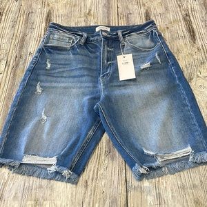 NWT Distressed HIGH RISE BERMUDA SHORTS